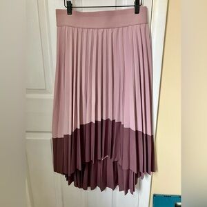 Athleta High Low Pleated Skirt in Pink and Brown